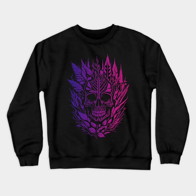 Forest Punk and Psychedelic Skulls Crewneck Sweatshirt by Bongonation